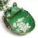 Souvenir Polystone stand "Frog with flowers" aged green 18x26 cm