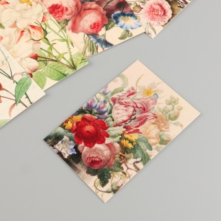 Cardboard "retro flowers" set 10 pcs (5 types) 4x6 cm-2