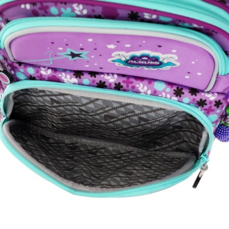 Frame backpack 35 x 28 x 15 cm, Across, filling: bag, pencil case, keychain, purple-10