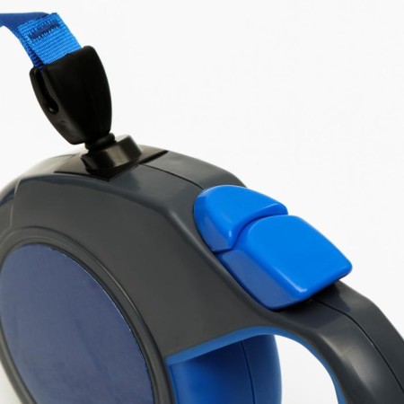Roulette "Pigger" reflective, 5 m, up to 25 kg, cable, rubberized handle, blue-4