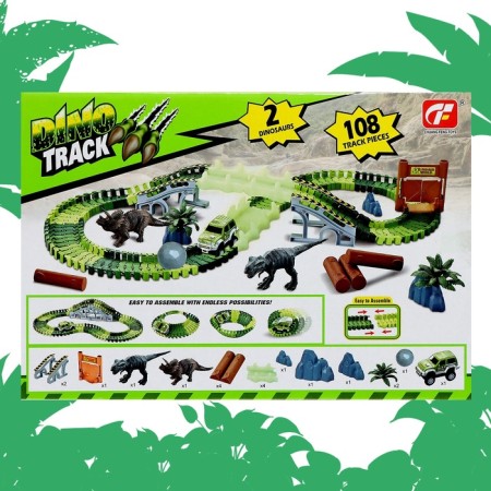 Flexible Dino Automobile Training, with a gate, 108 details, works from batteries-11
