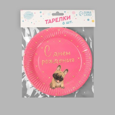 Disposable paper plate "Happy Birthday" pesel, set 6 pcs, 18 cm-4