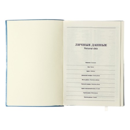 The diary is undathed, PVC cover, A5 format, 140 sheets in a cage, tinted cut, mix-4