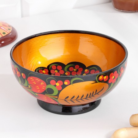 Berry salad bowl, medium, Khokhloma-1