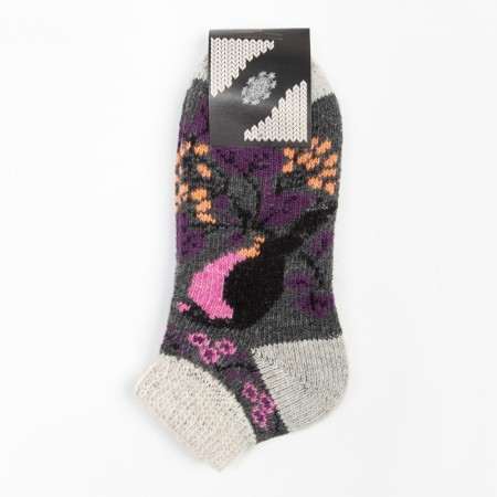 Women's woolen socks shortened, gray color, size 25-3