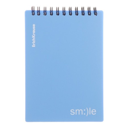 Notepad for spirals A6 80 sheets, cage, Erichkrause, "Symbol" Plastic Cover Silkography, Bloc Offset Beliac 100% Blue