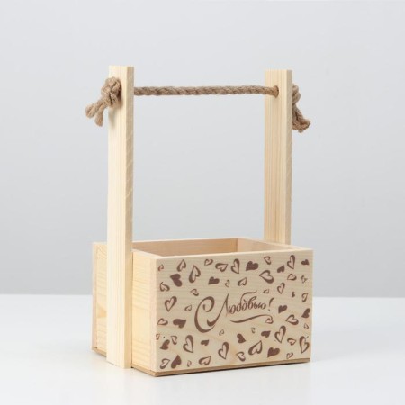Wooden Kashpo, 15 × 12 × 8 (25) cm "With Love", pen, engraving-1