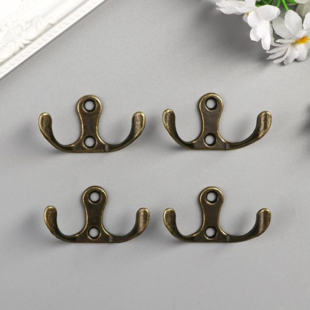 Double metal hook (set 4 pcs) bronze 4.5x3 cm-2