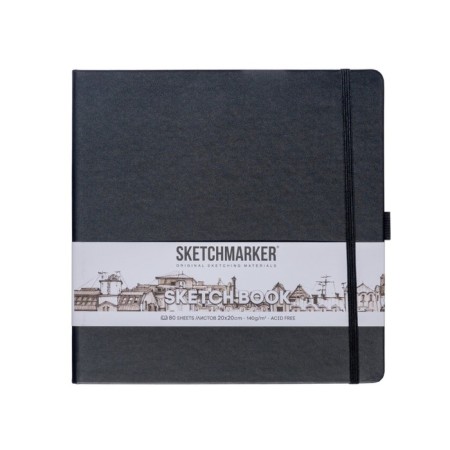 Sketchmarker sketchbook, 200 x 200 mm, 80 sheets, solid boumvinyl cover, black, block 140 g/m2-1