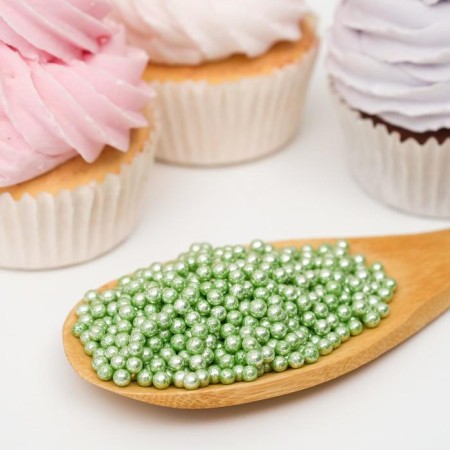 Confectionery sprinkling balls 4 mm, green chrome, 50 g-1