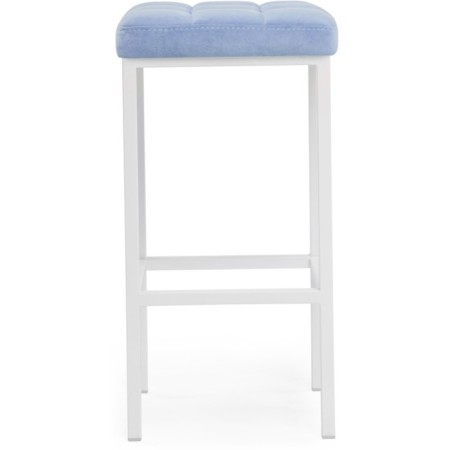 Stool Bar loft Metal/velor, white/blue 35x35x65 cm-1