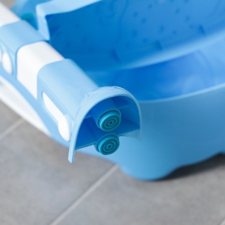Children's lining - a seat on the toilet with a step “panda”, with handles, blue color-7
