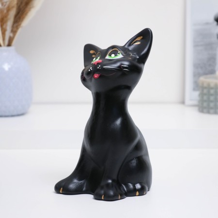 Piggy bank "Cat Oscar" black, 12x13x23cm-1