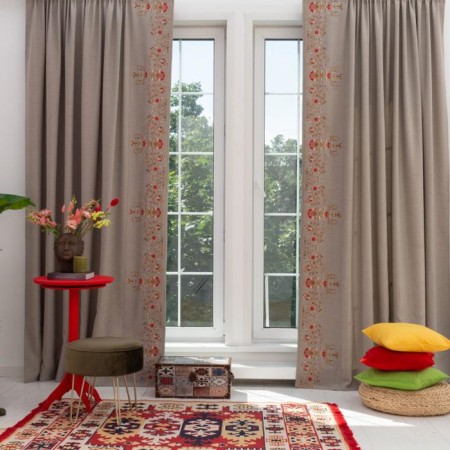 Set of curtains "Leia", size 2x145x280 cm, beige-gray color-2