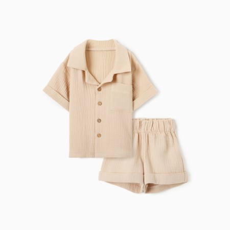 Kids' costume (shirt and shorts) I, r.74-80, beige