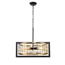 Suspended indigo lamp, 10003/5p Black. 5x60W, E27, 580x580x285/1085 mm, gold color