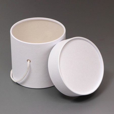 Gift box, round, white, with a lace, 12 x 12 cm-2