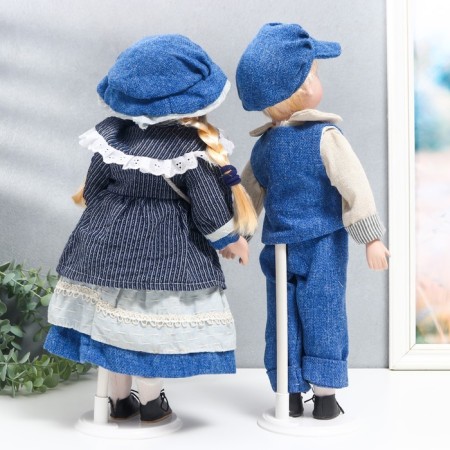 Doll collectible couple "Natasha and Sasha, Blue Velvet" set 2 pcs 40 cm-3