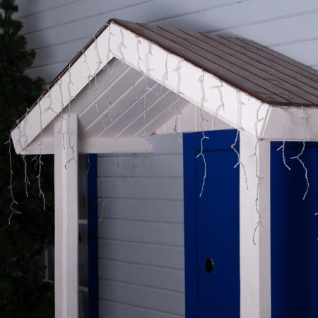 Garland "fringe" 4 × 0.6 m, IP44, transparent thread, 180 LED, glow blue, white flicker, 220 V-2