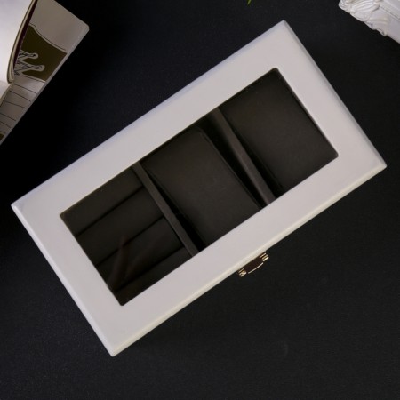 Casket wood 2 compartments for clocks and jewelry "Style" white 10.5x7x19.2 cm-5