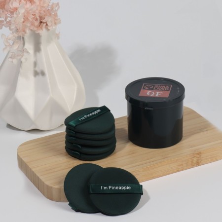 PinneApple makeup sponge, set - 7 pcs, d = 5.5 cm, with a holder, in a case, emerald color-5