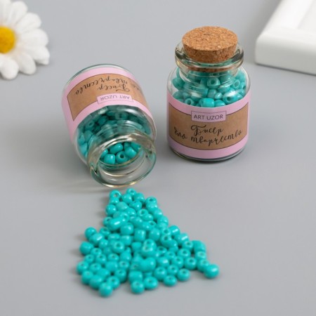 Round beads 6/0 in a bottle of "turquoise" 2x20 g set 2 pcs