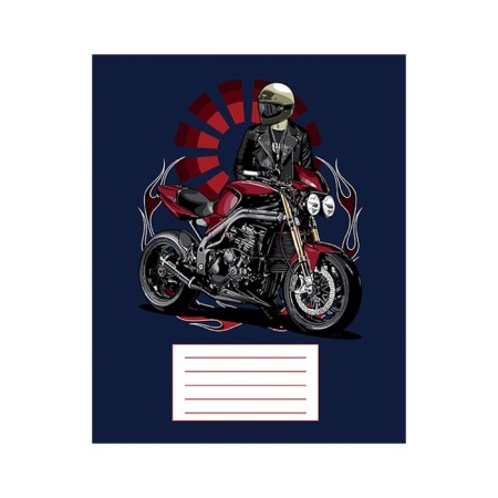 Notebook of 12 sheets in the Motorcyclist line, cover coated paper, VD-LK, block No. 2 (gray sheets), mix-4