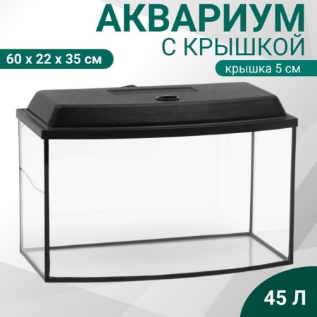 Aquarium "TV" with a lid, 45 liters, 60 x 22 x 35/40 cm, black