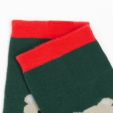 Women's socks "New Year's bear", green color, size 23-25-2
