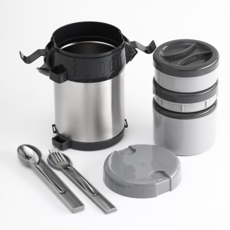 Thermos for meals, 2 l + fork, spoon, retains heat 8 hours, 22 x 13.5 x 15.5 cm-1