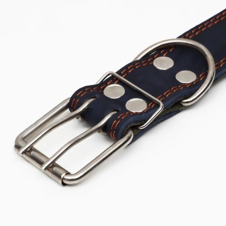 Collar combined leather/tarpaulin, dimensionless, 83 x 4.5 cm, Osh 20-70 cm, blue-3