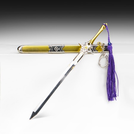 Souvenir weapon suspended mini "Genshin Sword", keychain, 21 cm, gold with purple-1