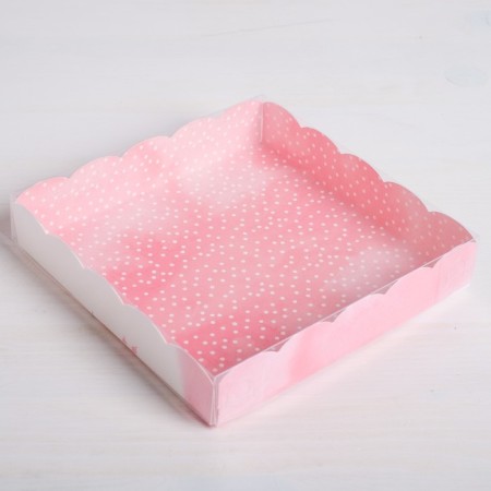 Cookie box, confectionery packaging with PVC lid, Happy Time, 15 x 15 x 3 cm-1