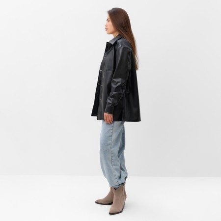 Women's shirt from eco -leather Mist, r.44, black-4