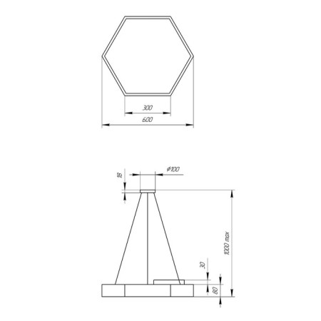 LED LED Geometria Hexagon 38W 4000K 4000 LEP IP40 60x60x8 Black-2