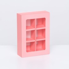 Коробка для конфет 6 шт, розовая, 13,7 х 9,85 х 3,86 см