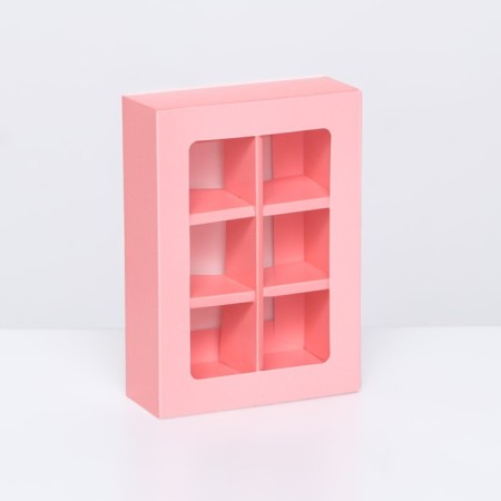 Box for sweets 6 pcs, pink, 13.7 x 9.85 x 3.86 cm