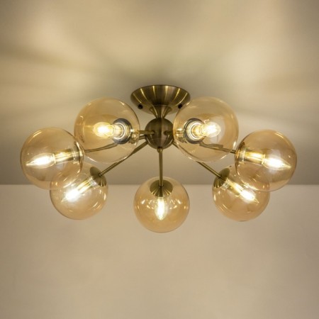 Ceiling chandelier CITILUX “Tommy” CL102173, 66.5x66.5x26 cm, 7x40W, E14, brown color-2
