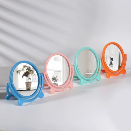 Mirror desktop "circle", with a frame for a photograph, D mirror surface 13.5 cm, color mix-3