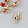 Decor for creativity metal, rhinestones "curved heart with a cube" red, gold 1x1.3x2.4 cm 989120
