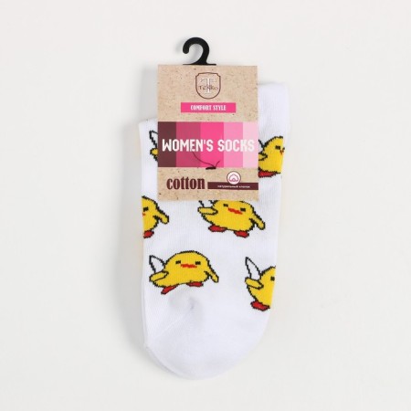 Socks "Chickens", white color, size 25 (39-41)-4