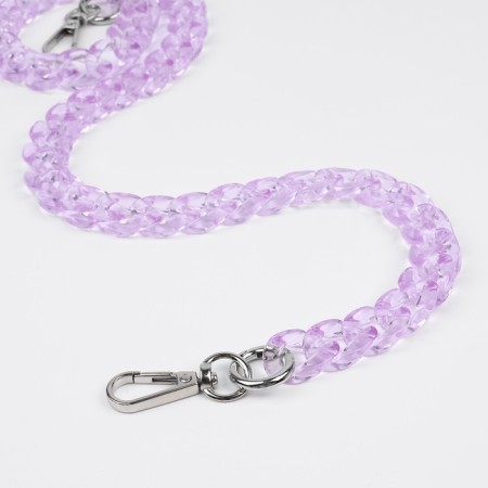 A chain for a bag, plastic, with carbines, 23 × 17 mm, 68 cm, lilac/silver color