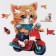 Puzzles wooden figured children's “Cat on a moped”, 96 elements
