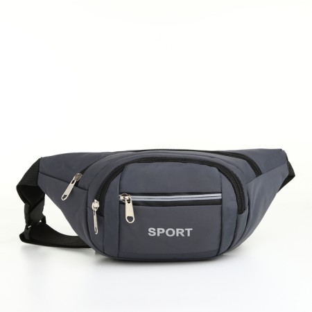 Lightning waist bag, 3 outer pockets, gray color-2