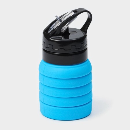 Water bottle folding shade "Stone", silicone, 530 ml, 7 × 21 cm, blue color-7