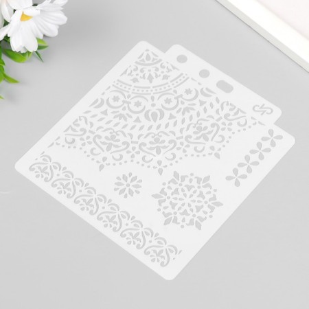 Plastic stencil "openwork patterns" 13x14 cm-1