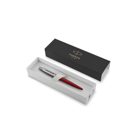 Ballpoint pen Parker Jotter Core Kensington Red M, stainless steel case, red glossy/ chrome, blue ink-1