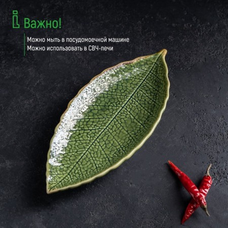Ceramic serving dish "Dender", 20.5 × 8.5 × 1.5 cm, green color-5
