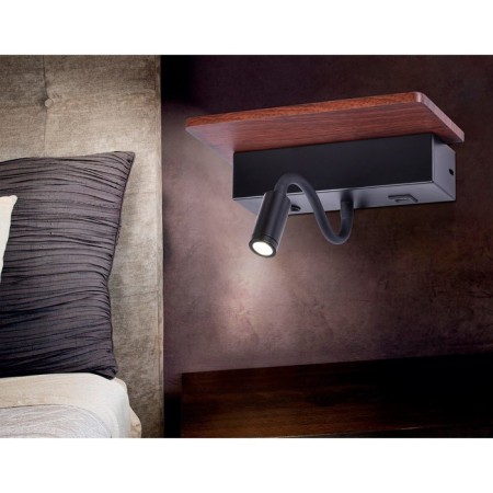 LED lamp wall -mounted with a switch, USB port and Ambrella Light, Wall, FW291, LED, 6 W, 525LUM, 4200, 3000K, Black Black, Dark Tree-2
