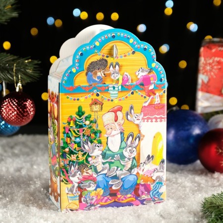 Gift box "Santa Claus and Hares", 16 x 7.5 x 26 cm-1